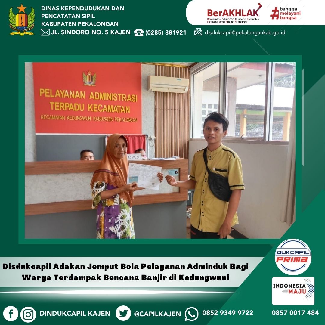 Disdukcapil Adakan Jemput Bola Pelayanan Adminduk Bagi Warga Terdampak Bencana Banjir di Kedungwuni