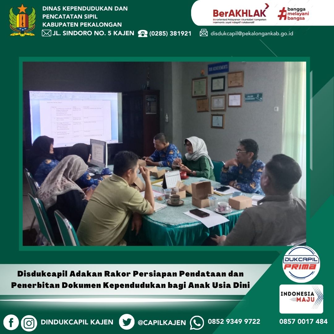 Disdukcapil Adakan Rakor Persiapan Pendataan dan Penerbitan Dokumen Kependudukan bagi Anak Usia Dini