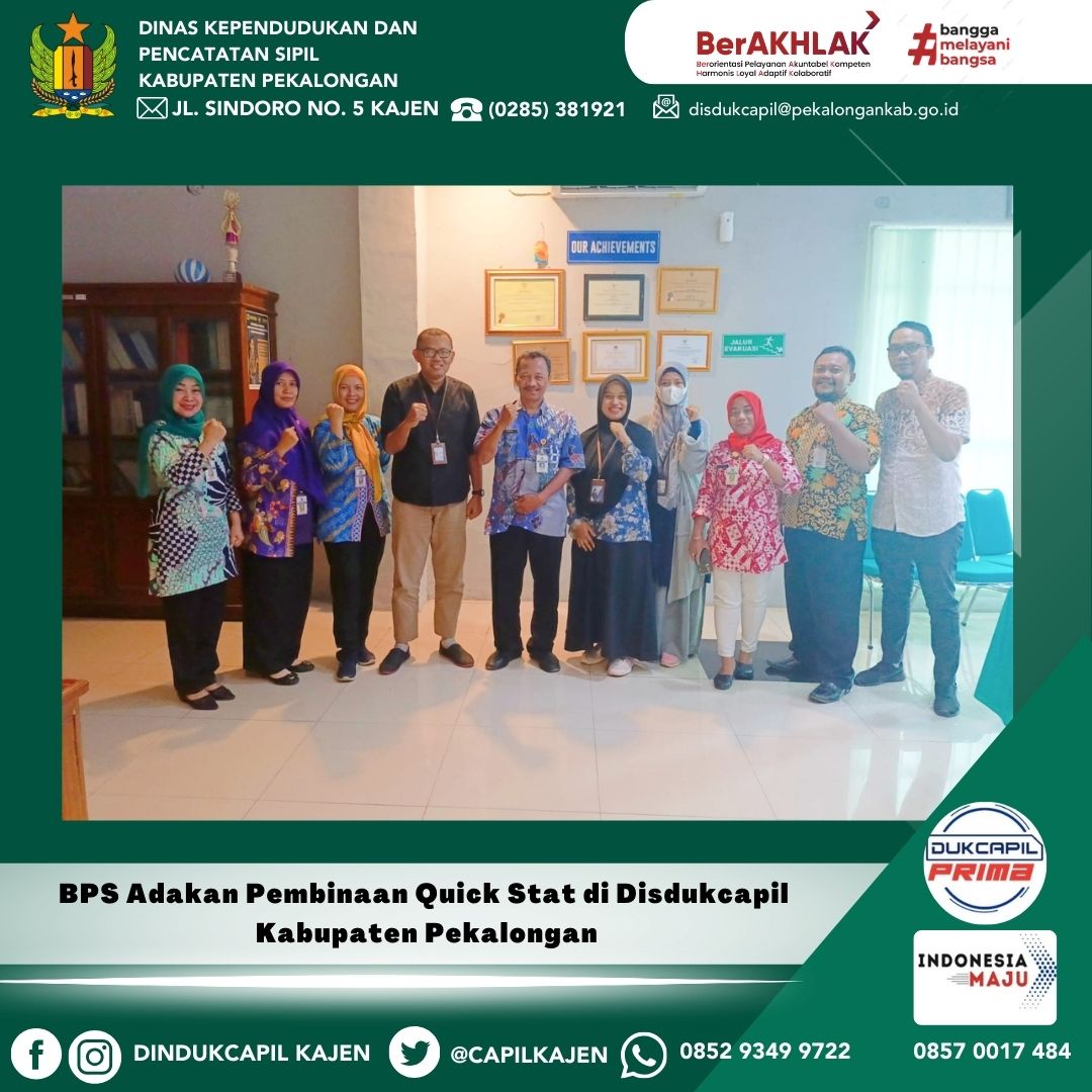 BPS Adakan Pembinaan Quick Stat di Disdukcapil Kabupaten Pekalongan