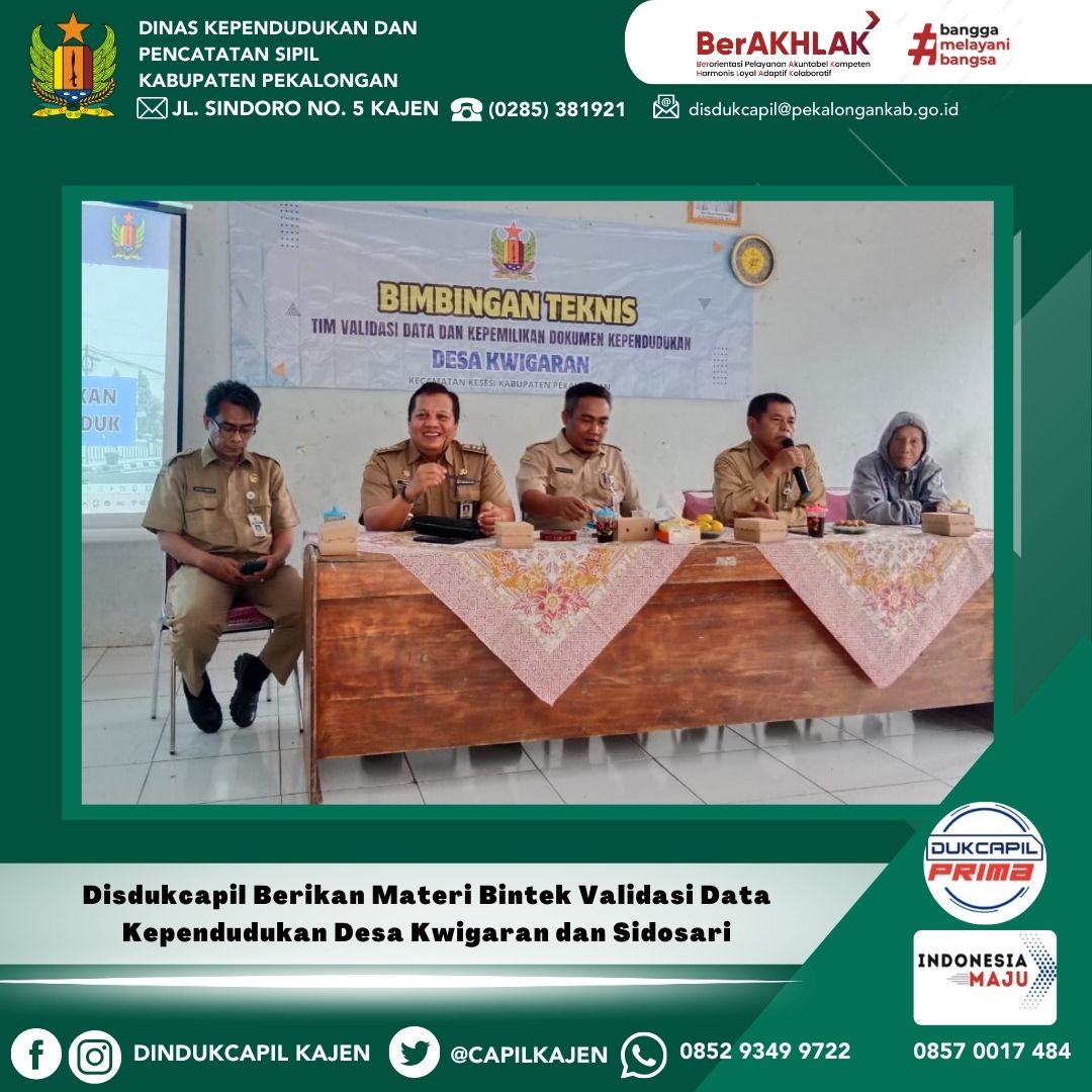 Disdukcapil Berikan Materi Bintek Validasi Data Kependudukan Desa Kwigaran dan Sidosari