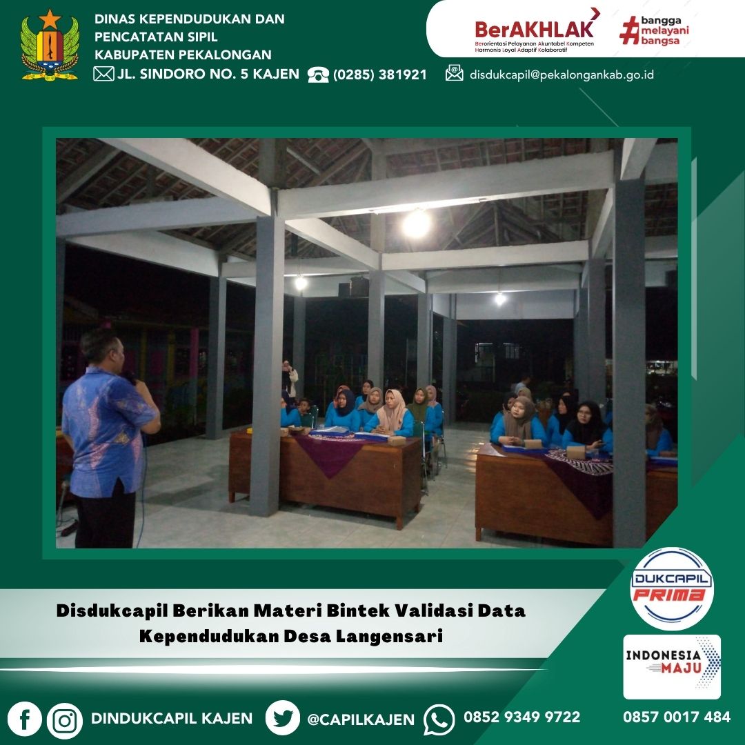 Disdukcapil Berikan Materi Bintek Validasi Data Kependudukan Desa Langensari