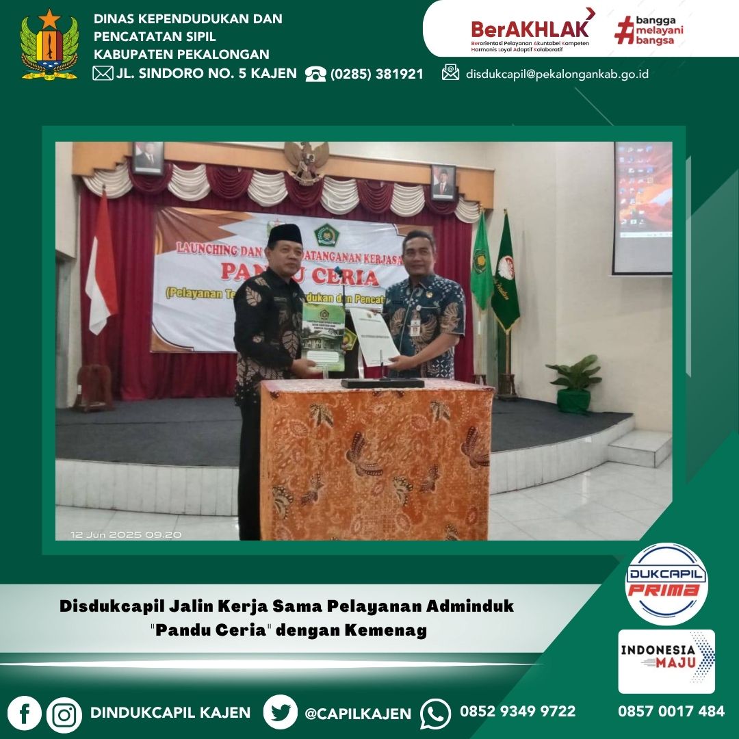 Disdukcapil Jalin Kerja Sama Pelayanan Adminduk "Pandu Ceria" dengan Kemenag
