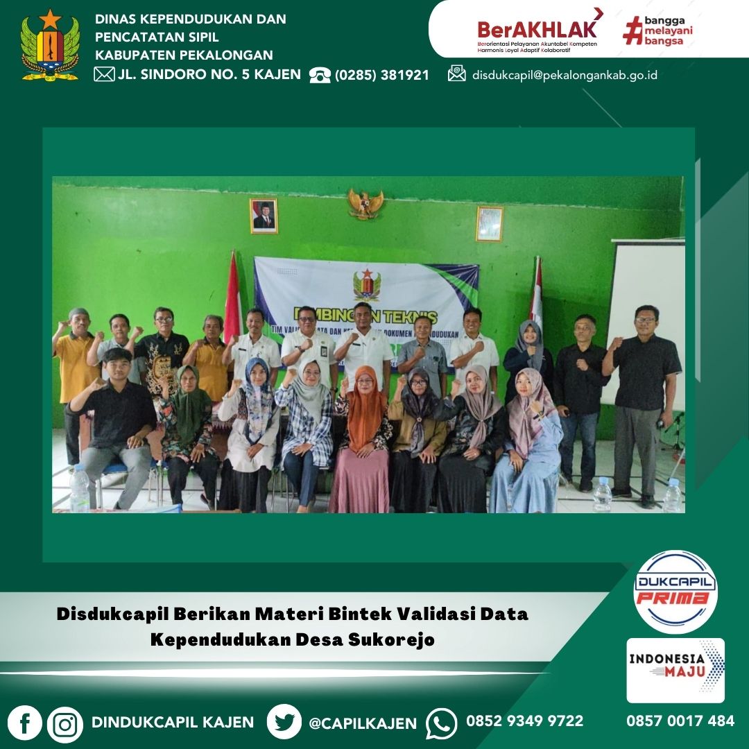 Disdukcapil Berikan Materi Bintek Validasi Data Kependudukan Desa Sukorejo