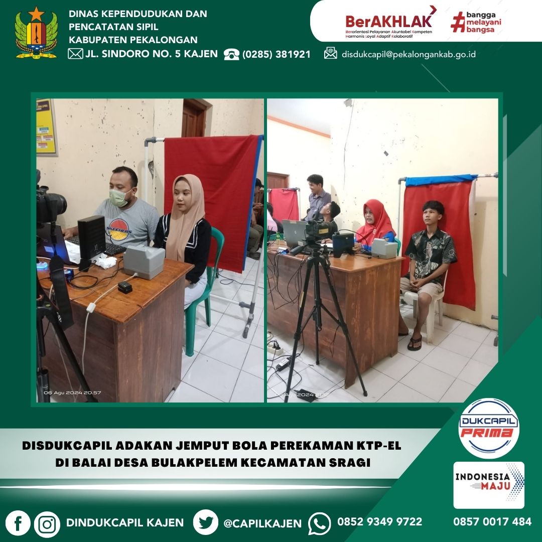 Disdukcapil adakan Jemput Bola Perekaman KTP-el di Balai Desa Bulakpelem Kecamatan Sragi