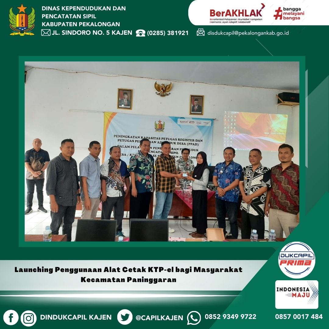 Launching Penggunaan Alat Cetak KTP-el bagi Masyarakat Kecamatan Paninggaran