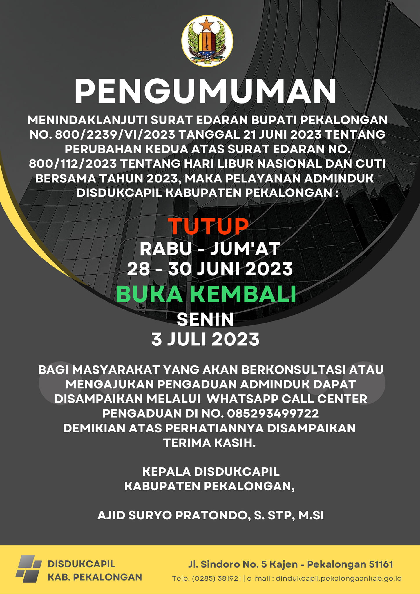 Pengumuman Libur dan Cuti Bersama Hari Raya Idul Adha 2023