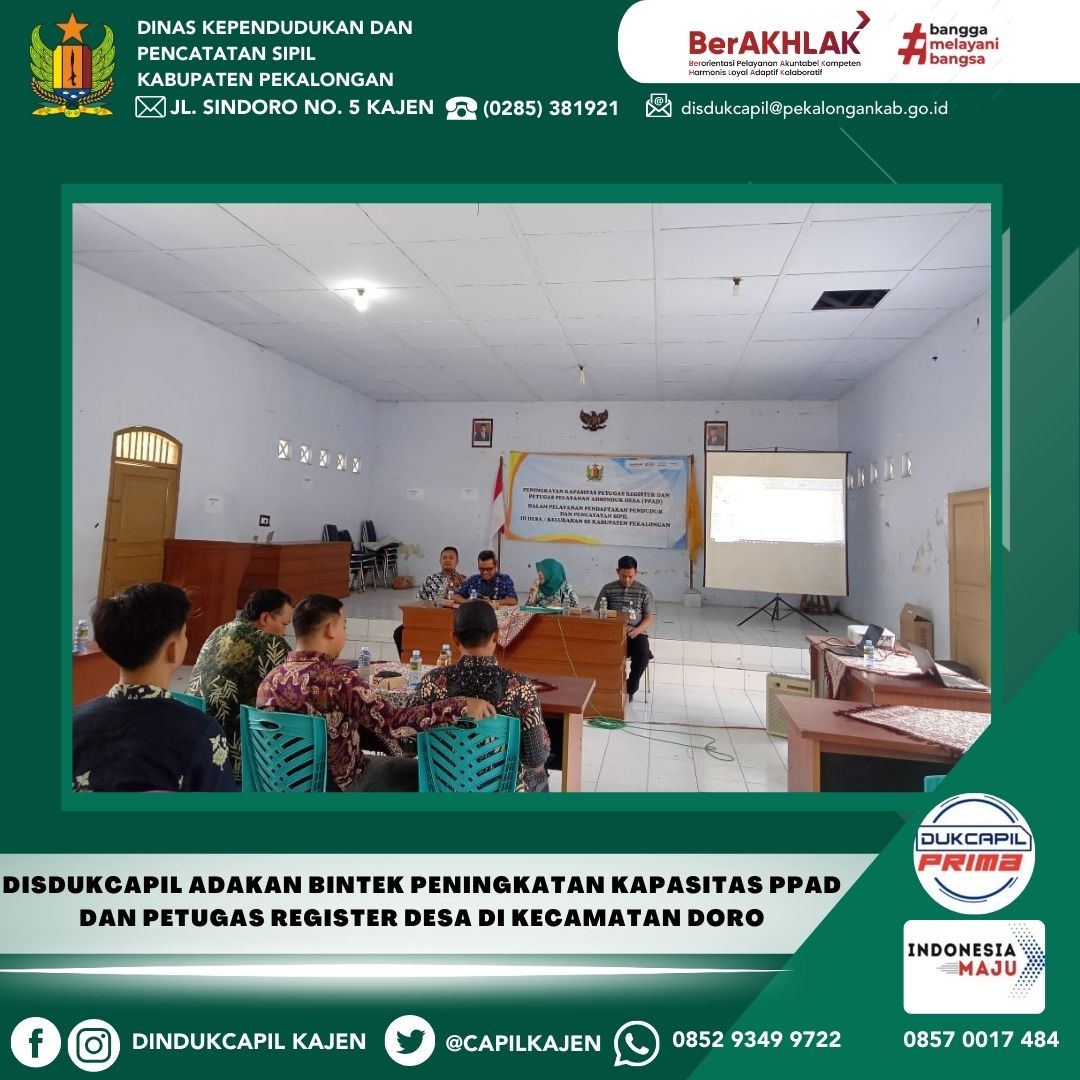 Disdukcapil adakan Bintek Peningkatan Kapasitas PPAD dan Petugas Register Desa di Kecamatan Doro