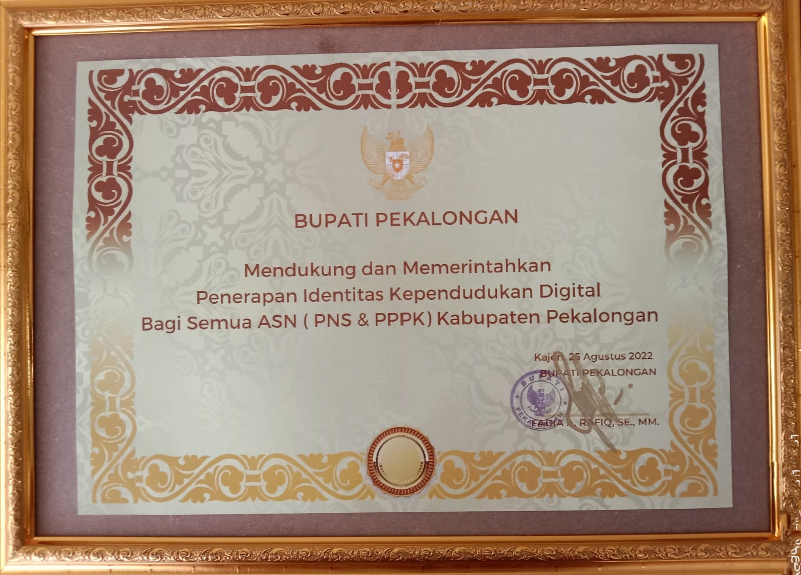 Bupati Pekalongan mencanangkan Penerapan Digital Id bagi ASN