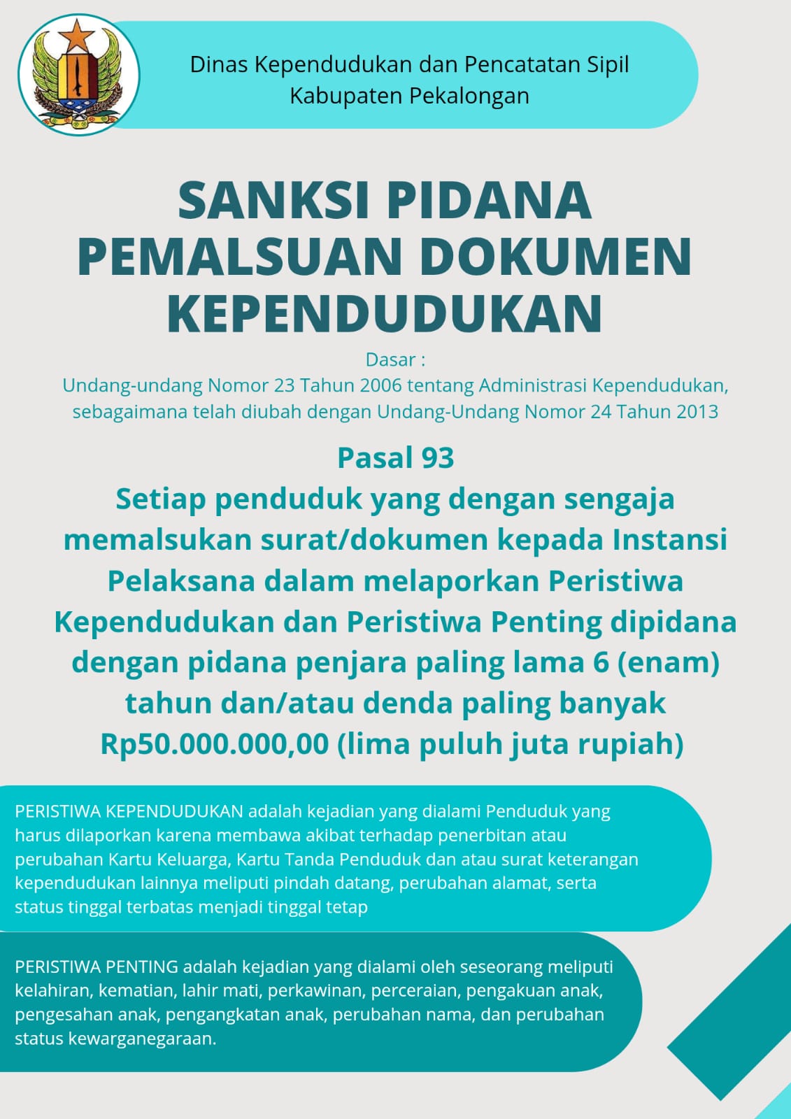 SANKSI PIDANA PEMALSUAN DOKUMEN KEPENDUDUKAN