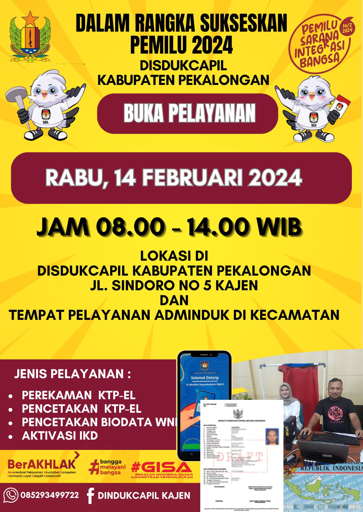 Disdukcapil Tetap Buka Pelayanan Adminduk di Hari H Pemilu 2024